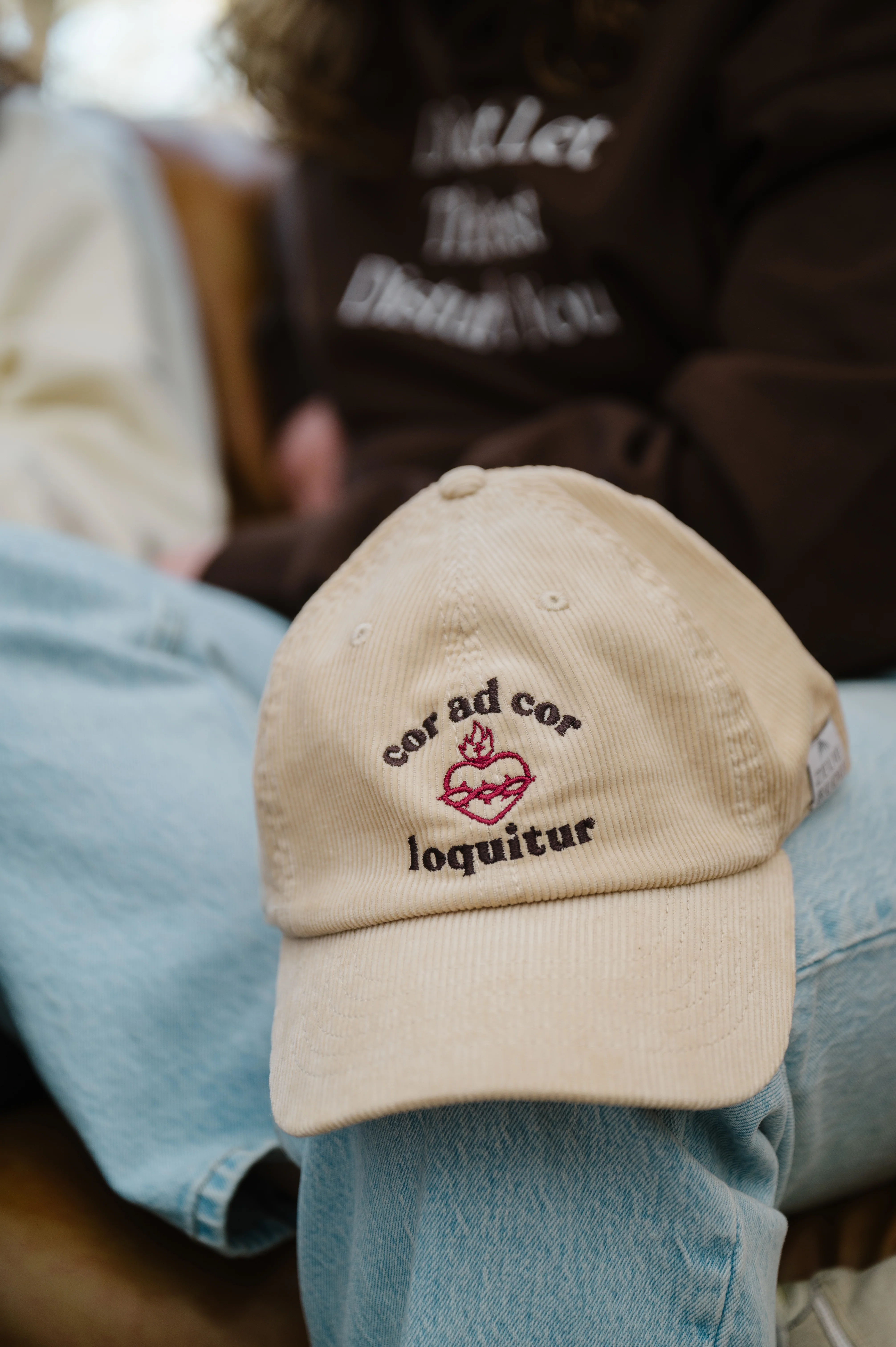 "Cor ad Cor Loquitur" / Sacred Heart of Jesus Corduroy Hat - Image 8