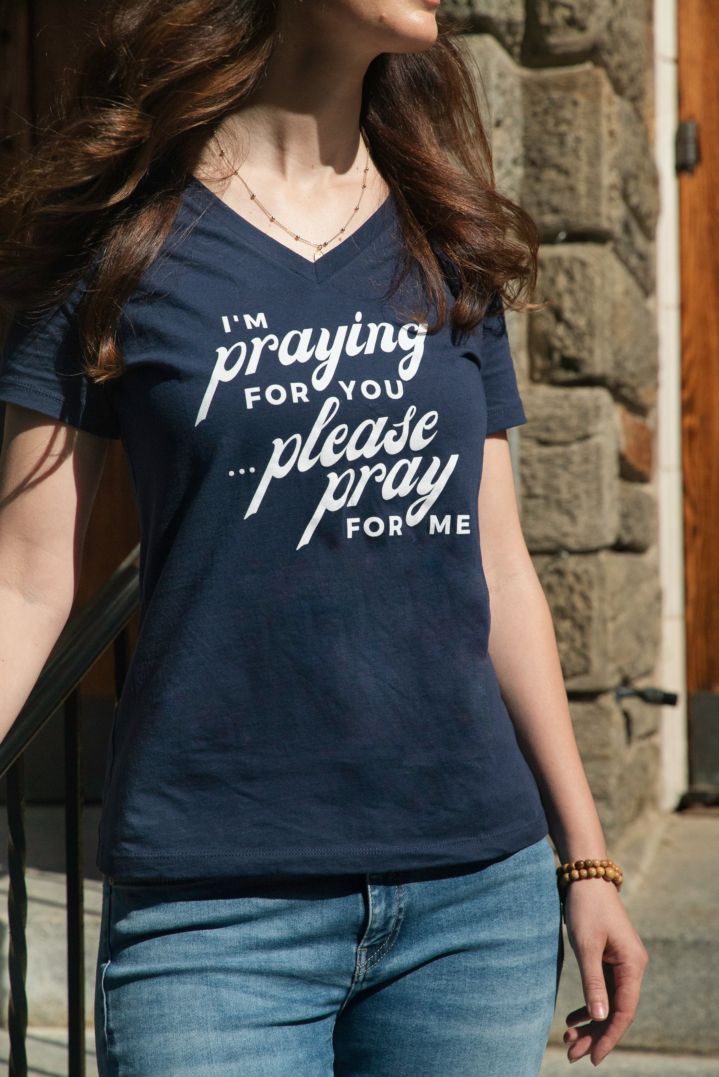 "I'm Praying for You" Women's V-Neck Shirt - Image 2