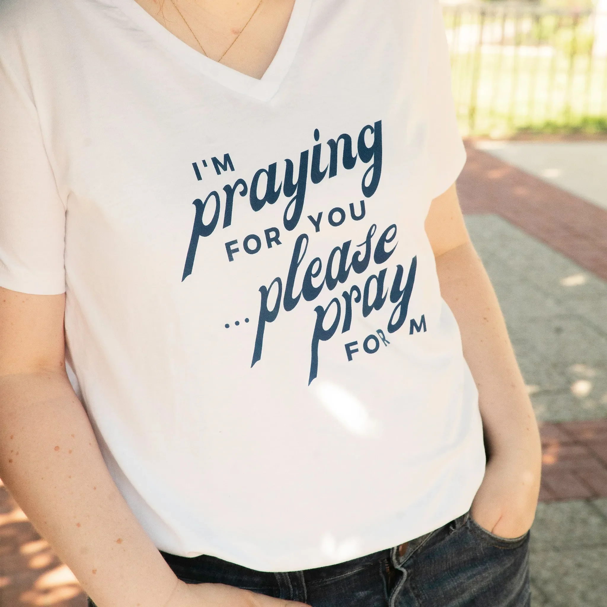 "I'm Praying for You" Women's V-Neck Shirt - Image 4