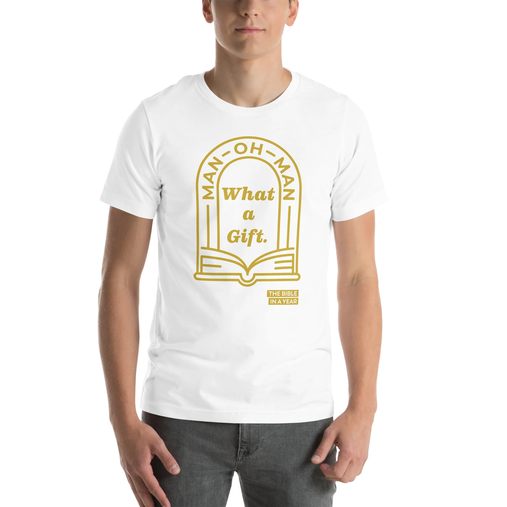 "Man Oh Man" / Bible in a Year Crew T-Shirt - Image 6