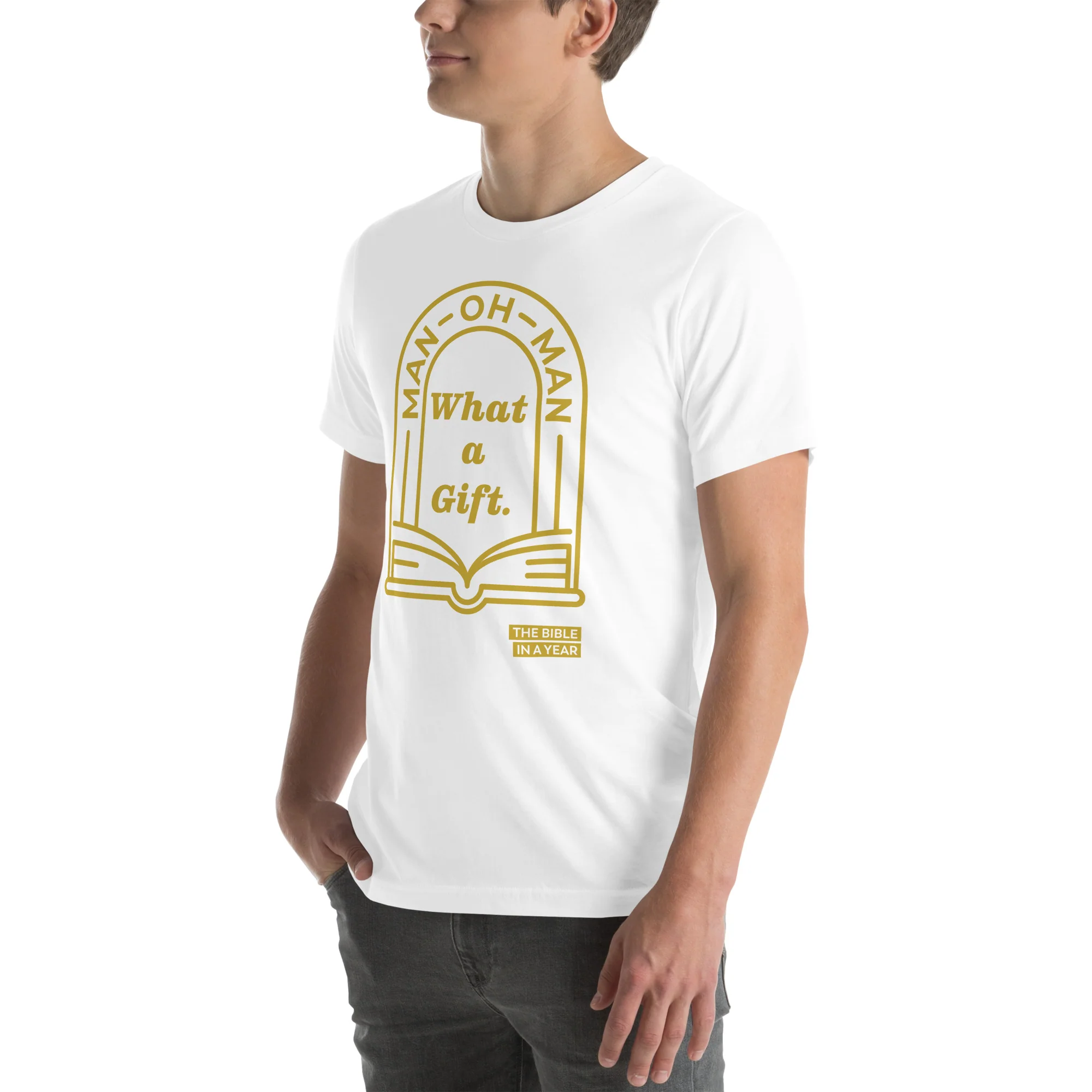 "Man Oh Man" / Bible in a Year Crew T-Shirt - Image 9