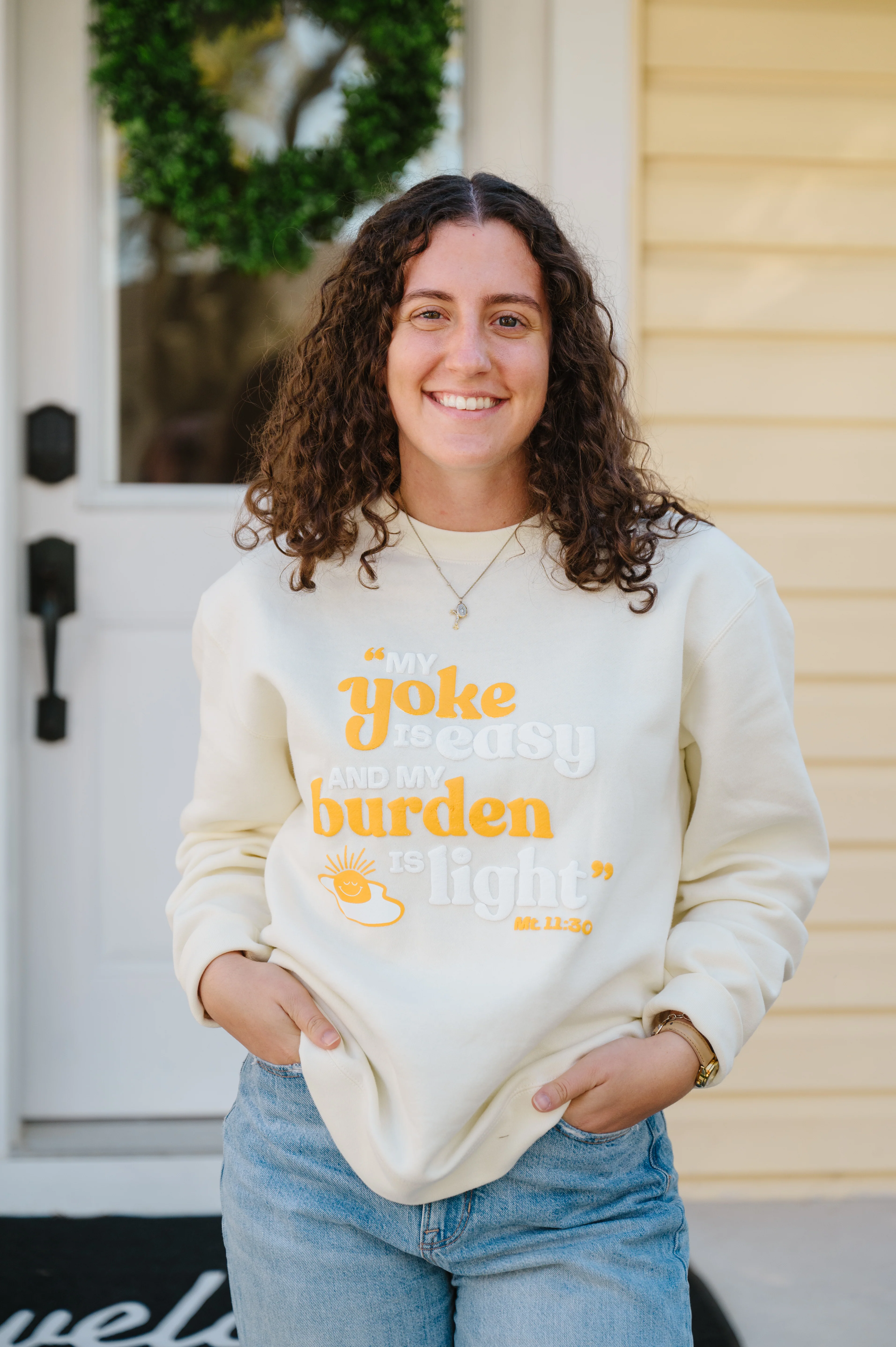 "My Yoke is Easy" / Crewneck Sweatshirt - Image 11