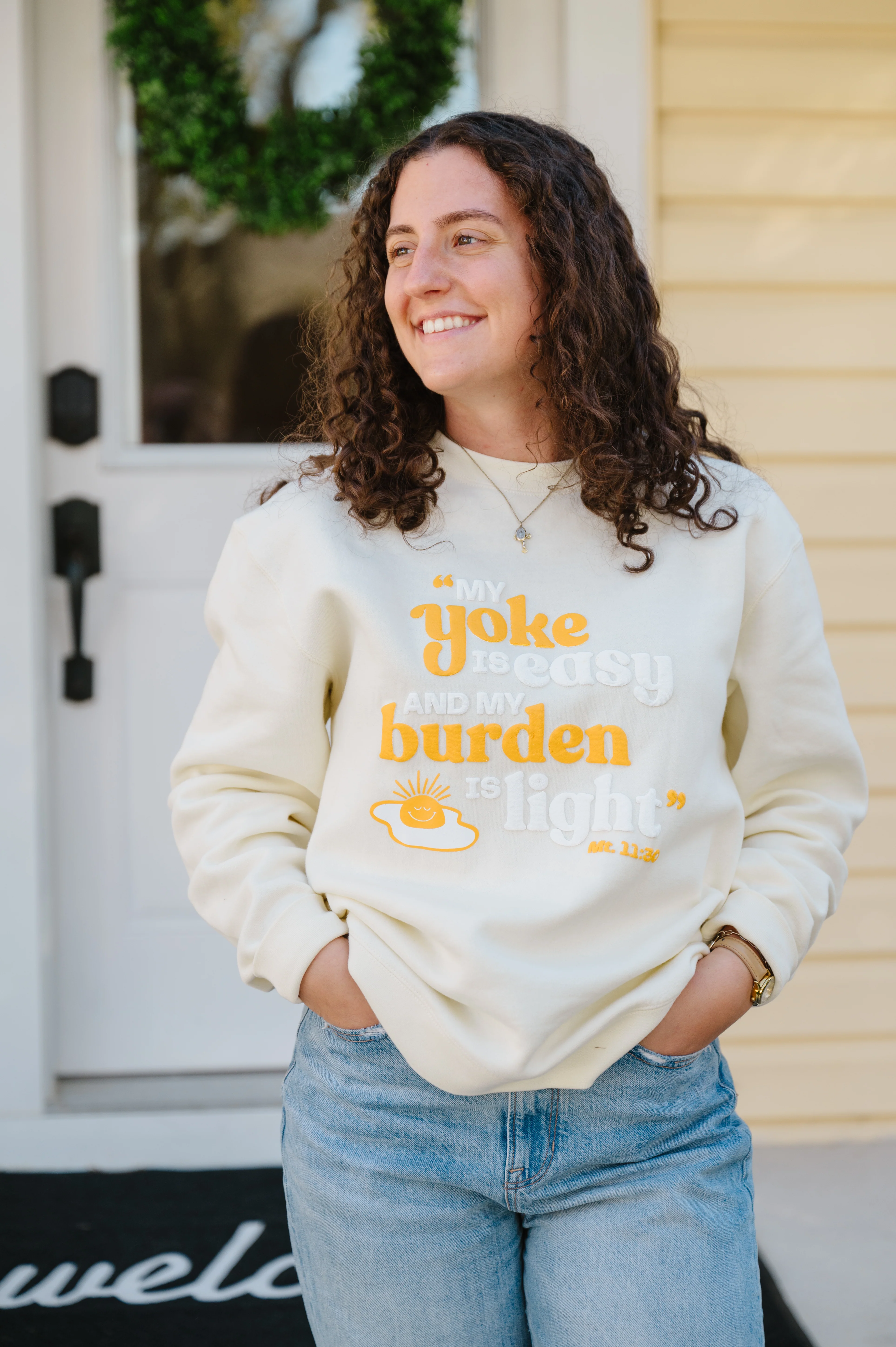 "My Yoke is Easy" / Crewneck Sweatshirt - Image 2