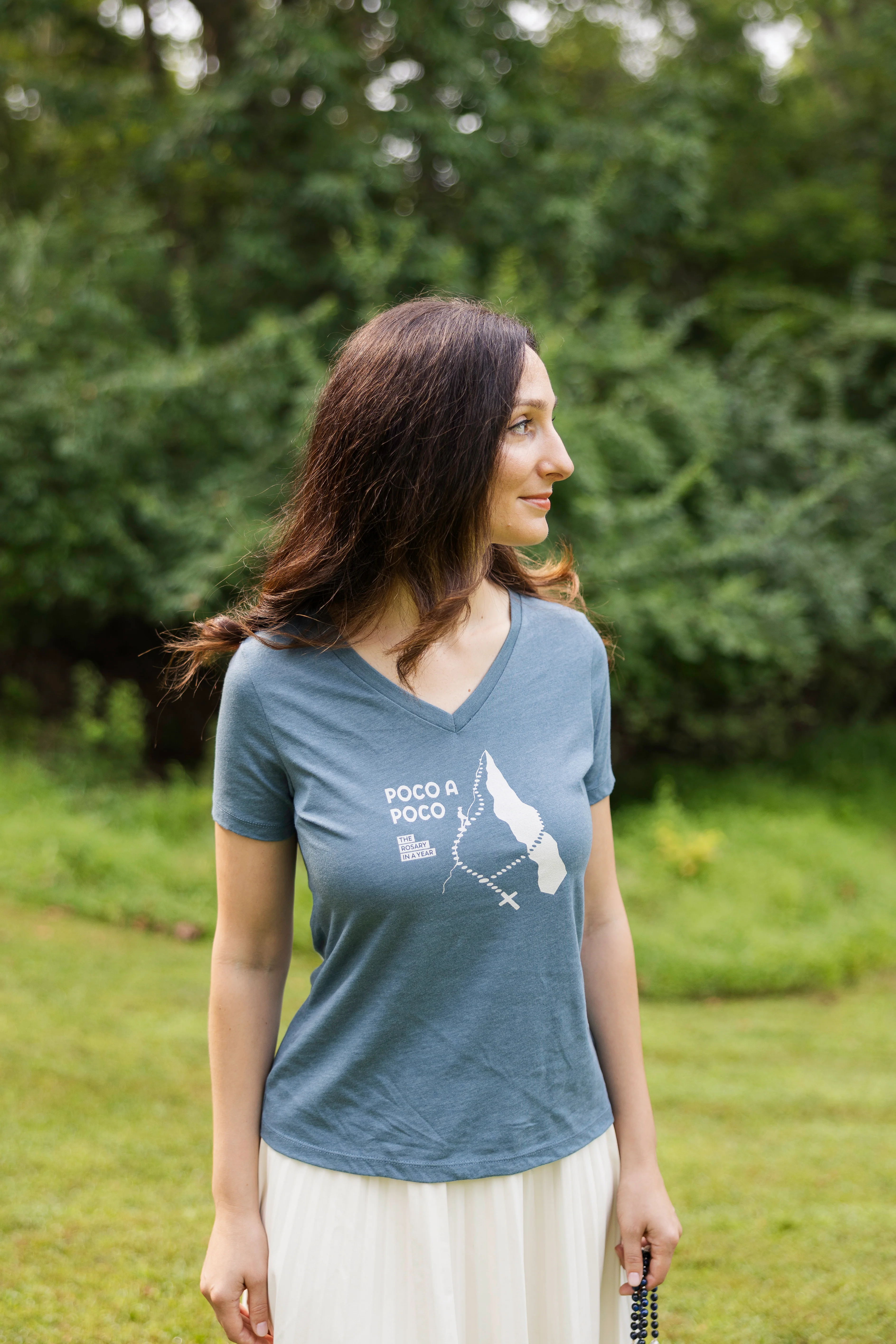 Rosary in a Year Poco a Poco V-Neck Women's Shirt - Image 2