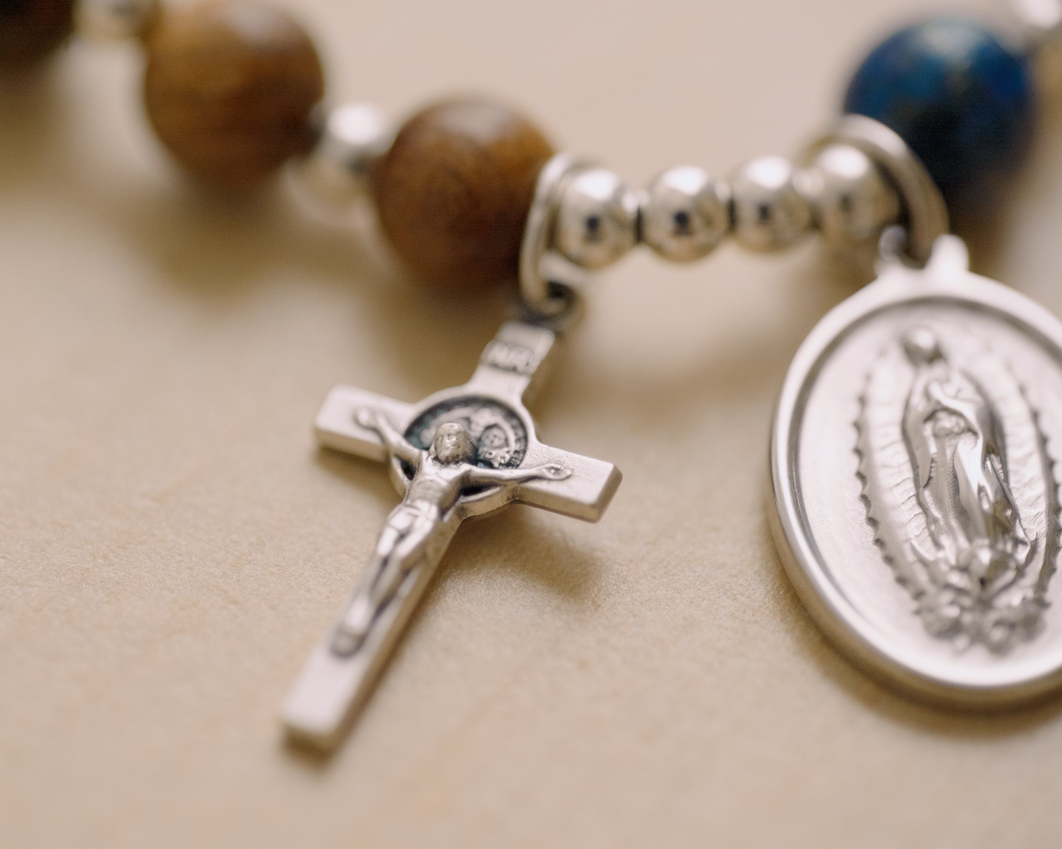 The Rosary in a Year Rosary: 1 Decade Wood/Gemstone Bracelet - Image 2