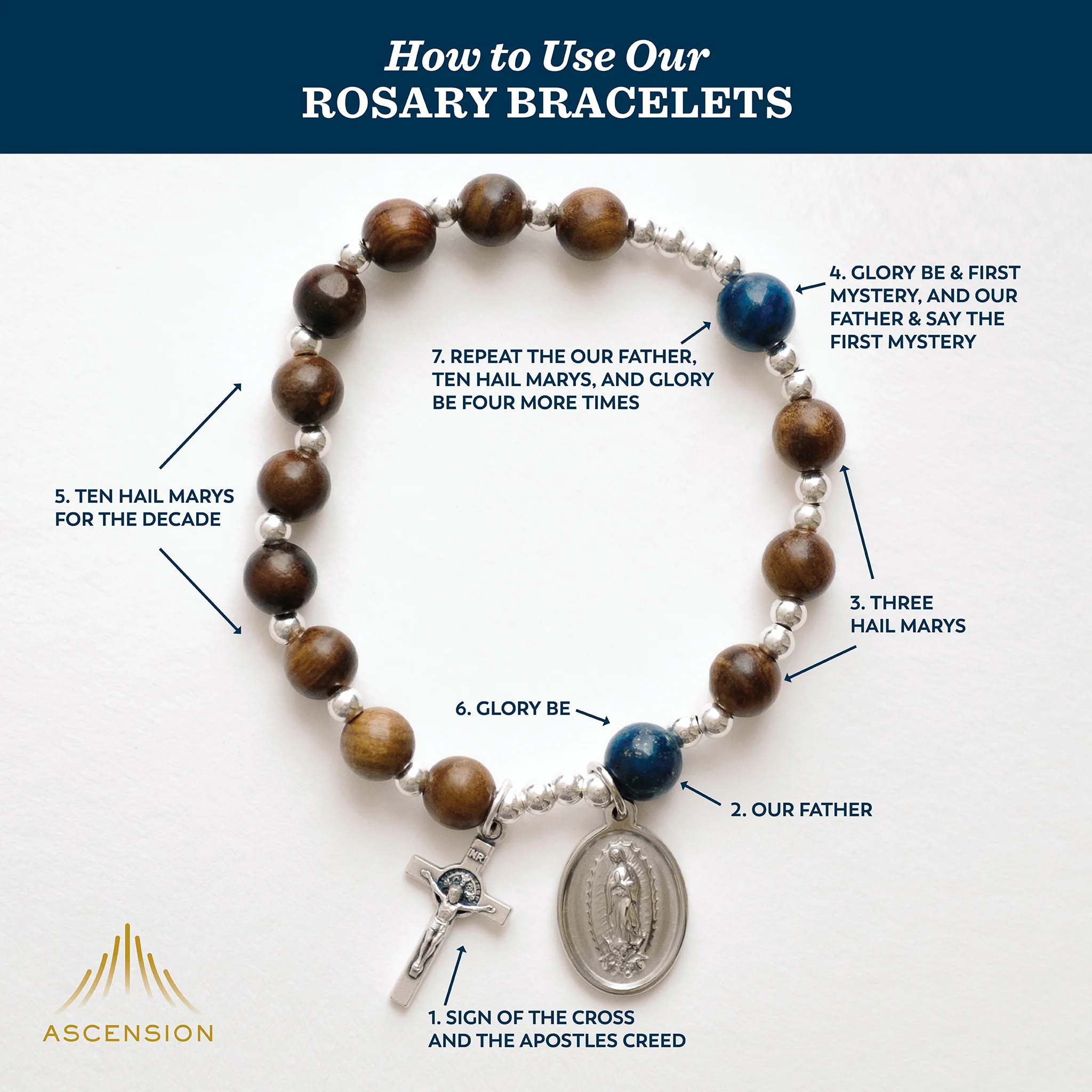 The Rosary in a Year Rosary: 1 Decade Wood/Gemstone Bracelet - Image 7