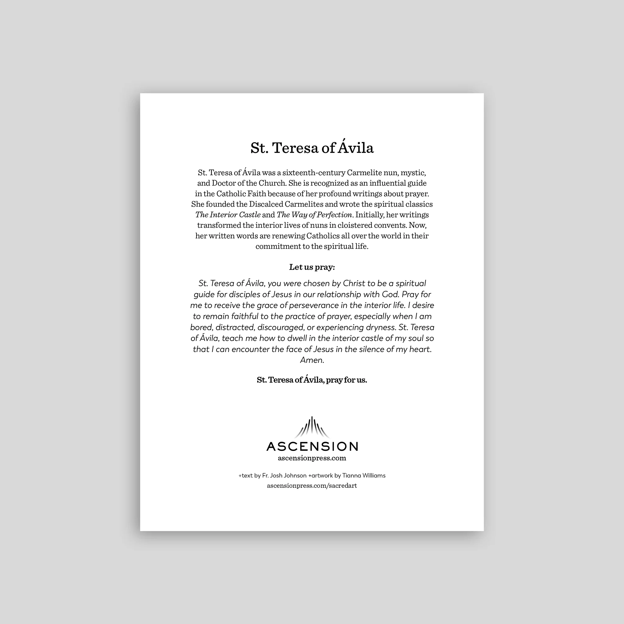 St. Teresa of Ávila Prayer Cards - Image 2