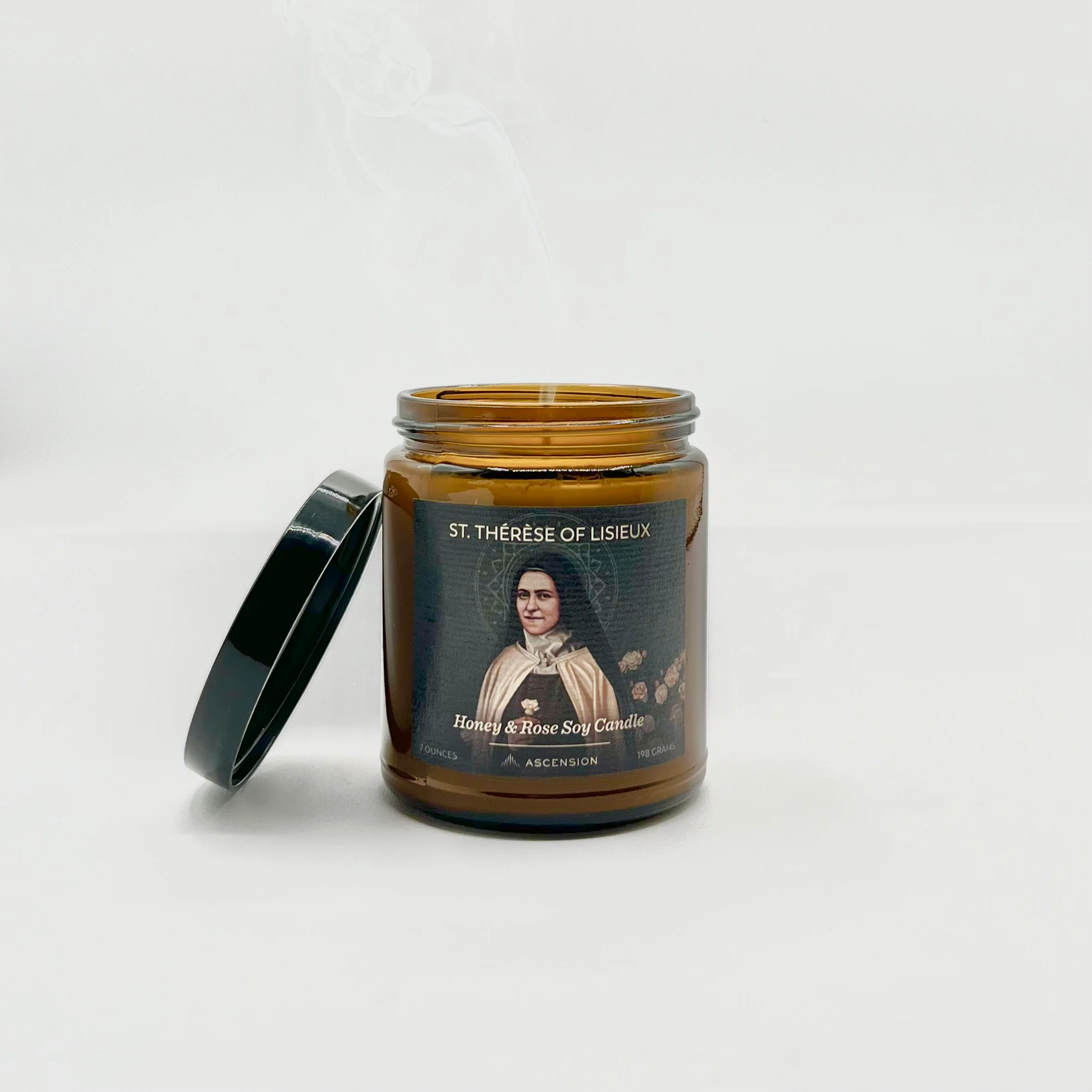 "Honey & Rose" / St. Thérèse of Lisieux Soy Candle - Image 3