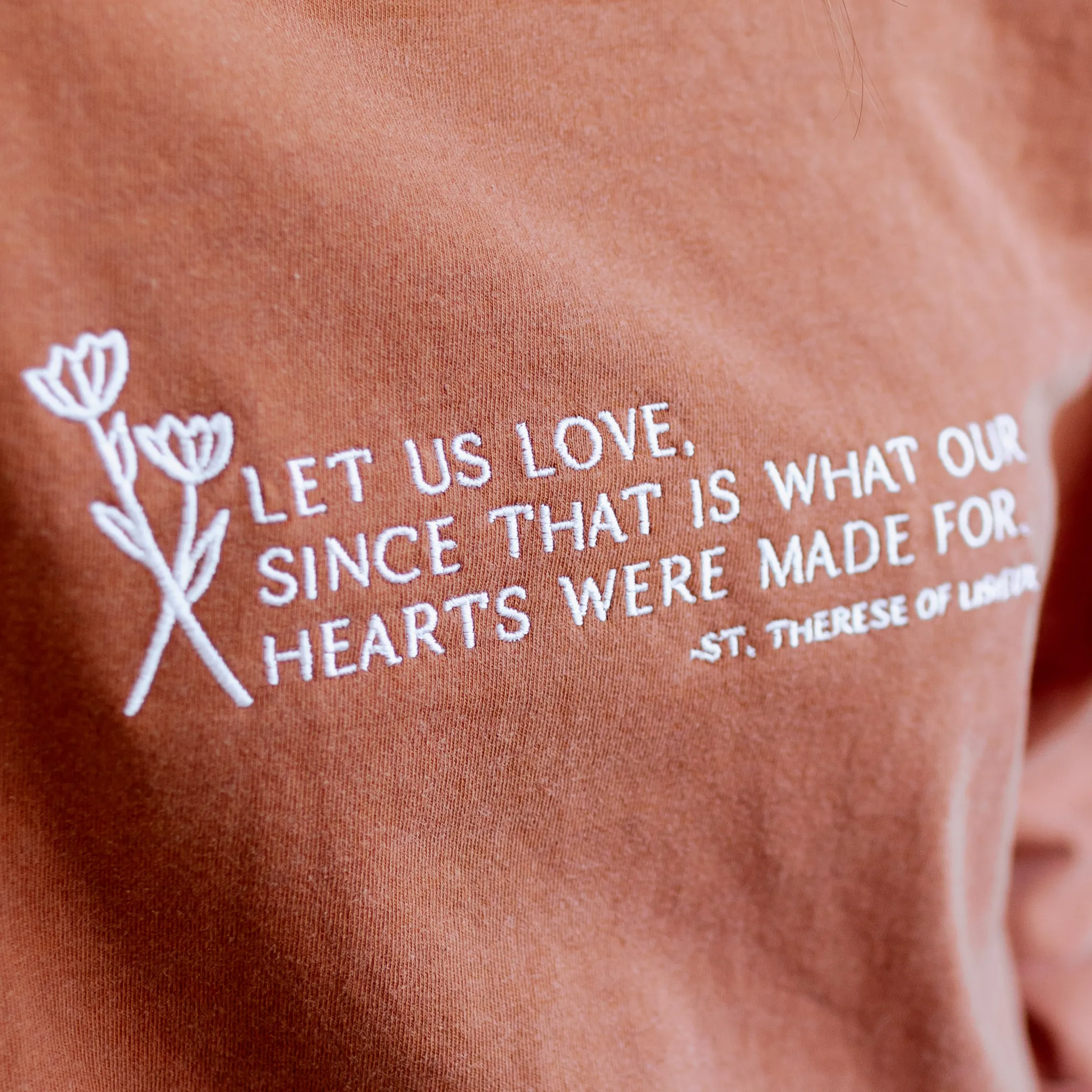 "Let us Love" / St. Thérèse of Lisieux T-Shirt - Image 14
