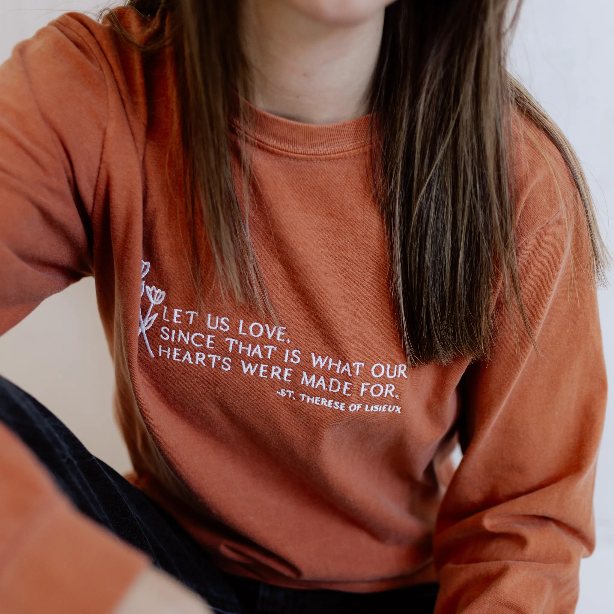 "Let us Love" / St. Thérèse of Lisieux T-Shirt - Image 15